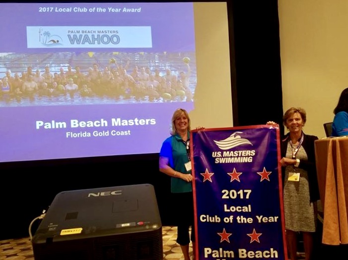 Palm Beach Masters celebrating the 2017 USMS Club of the Year award