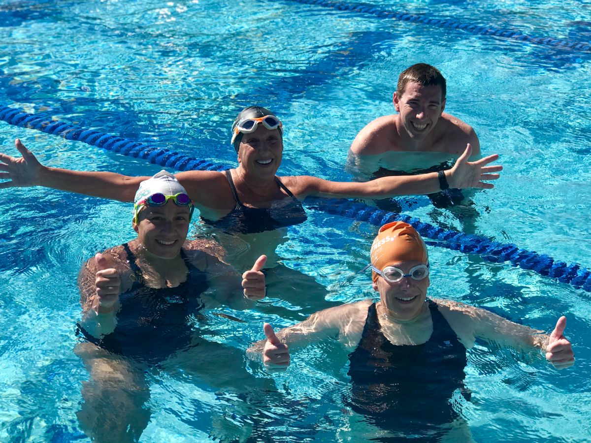 Swimmers on the deck at the 100 x 100s challenge
