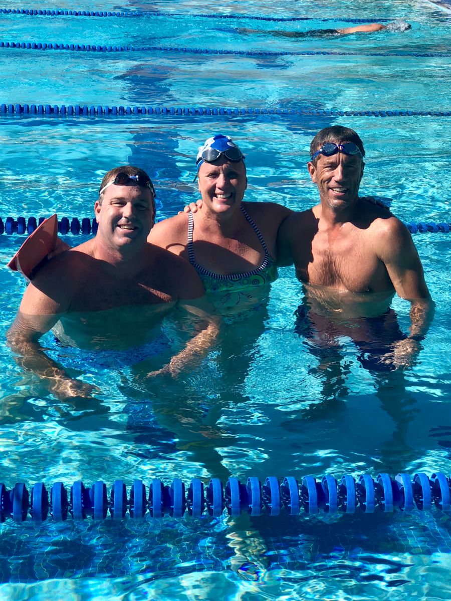 Swimmers in the pool during the 100 x 100s challenge