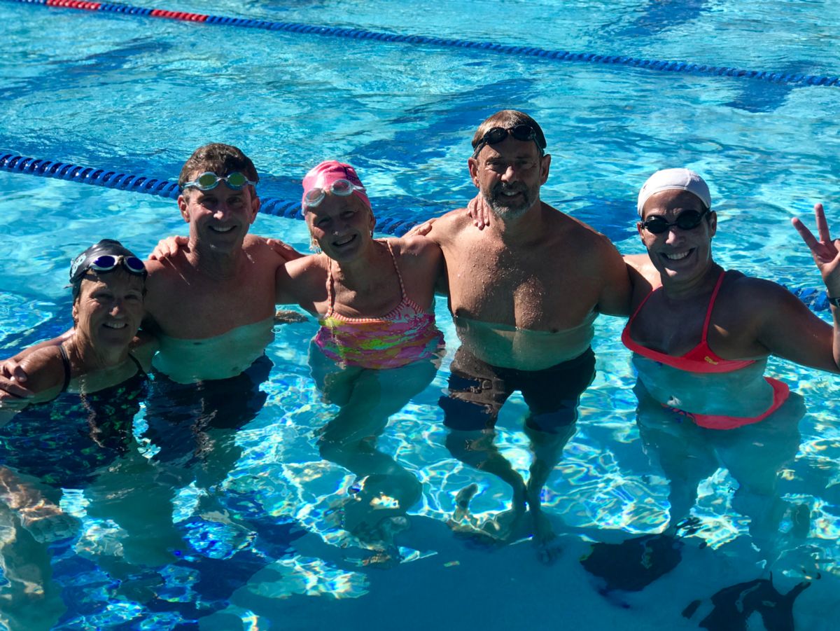 Lane of swimmers during the 100 x 100s challenge
